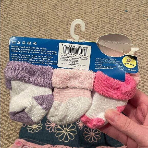 Charming Pink and Blue Floral Kids Dress - Picture 4 of 6